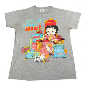 Vintage Betty Boop Shirt Adult MEDIUM Gray Queen Shopping All About Me Toon Y2K